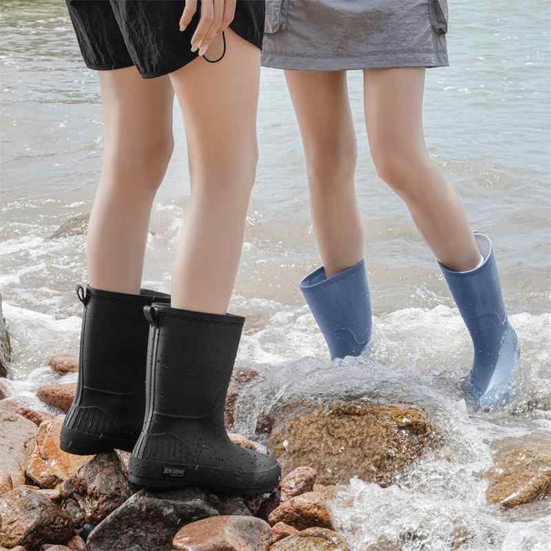 レインブーツ カバー付き ラバーシューズ レジャー アウトドア かわいい おしゃれ 軽量 防水 滑り止め ブラック ブルー ベージュ