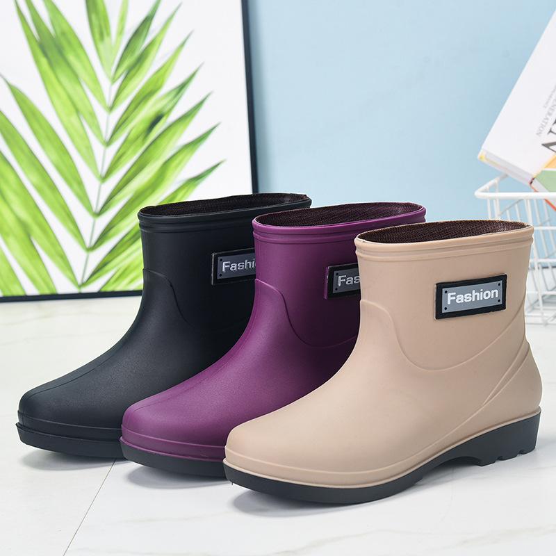 レインブーツ ショート丈 長靴 雨 防水 ウォーターシューズ カジュアル ファッション 韓国 ローカット オールシーズン ワーク 滑り止め 耐摩耗