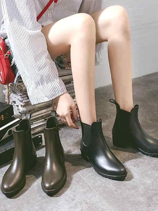 レインブーツ ショート丈 長靴 雨 防水 ウォーターシューズ カジュアル ファッション 英国 チェルシー ブーツ ソフト ソール 裏起毛 滑り止め 通気性 軽量 ラバー