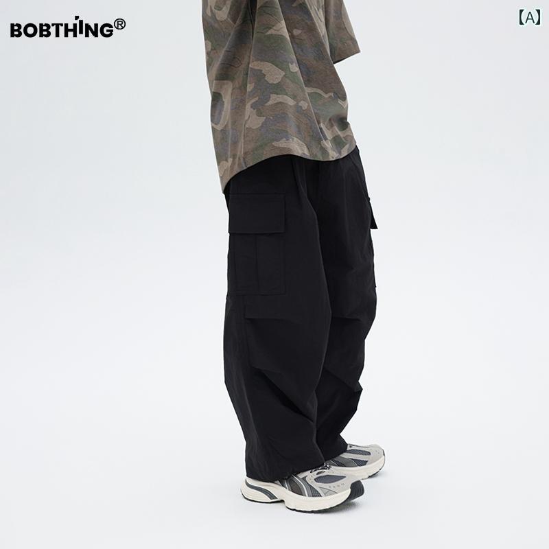 プリーツ パラシュートオーバーオール ストレート パンツ ズボン アンブレラ メンズ 子供向け 作業着 ..