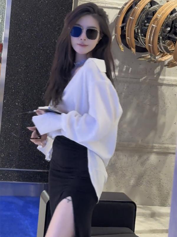 アシンメトリー ホワイトレース ヘム カジュアル ハイウエスト フレア マルチレイヤー スカート トップス エレガント セット かわいい おしゃれ 綺麗