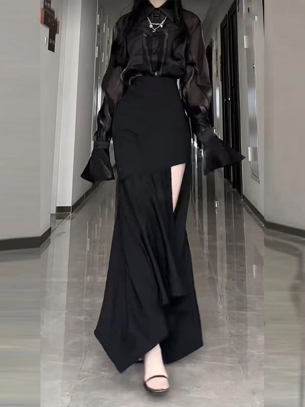 アシンメトリー ホワイトレース ヘム カジュアル ハイウエスト フレア マルチレイヤー スカート トップス エレガント セット かわいい おしゃれ 綺麗