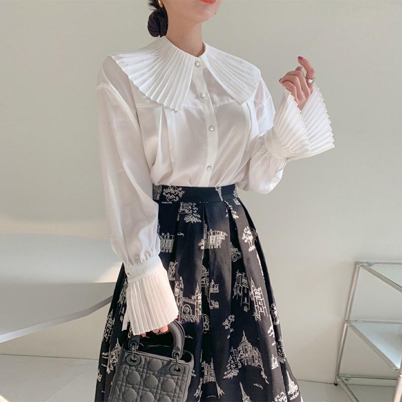 アシンメトリー ホワイトレース ヘム カジュアル ハイウエスト フレア マルチレイヤー スカート トップス エレガント セット かわいい おしゃれ 綺麗 韓国