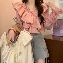 アシンメトリー ホワイトレース ヘム カジュアル ハイウエスト フレア マルチレイヤー スカート トップス エレガント セット かわいい おしゃれ 綺麗