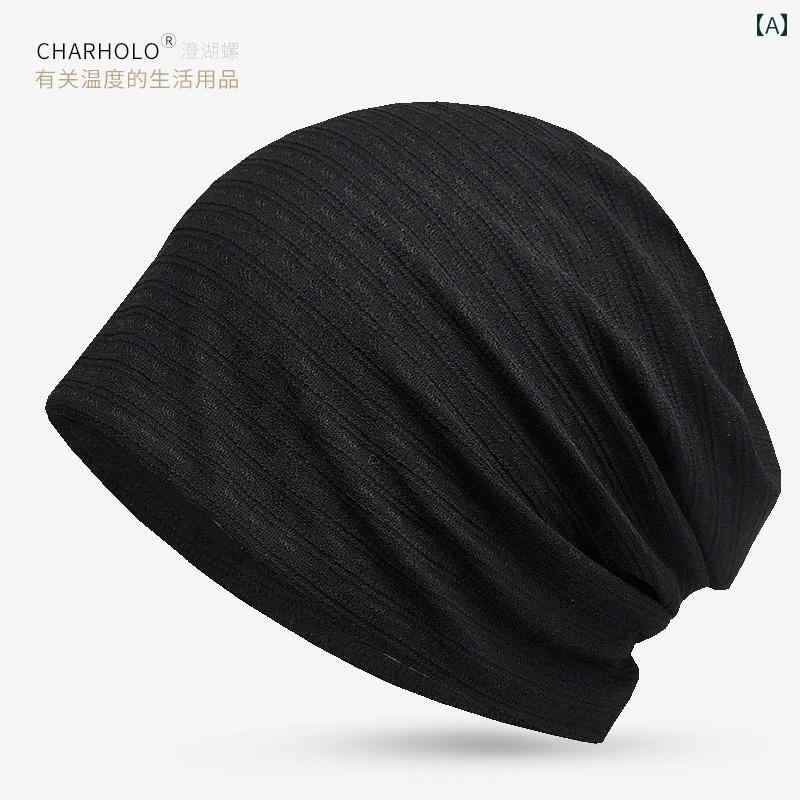 ナイト キャップ ハット 春夏 シンプル 安眠 アーティファクト 帽子 薄手 通気性 術 スカーフ ブラック..