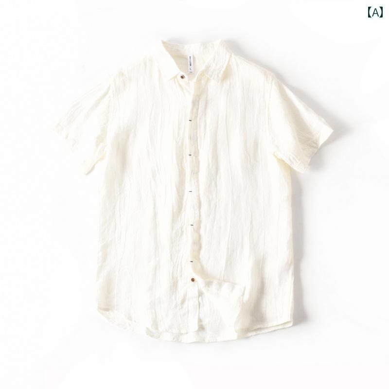 メンズ 夏の . リネンの レトロ グラデーション . ウォッシュ 加工 . 快適 . 通気性 . ゆったり . カジュアル . . 半袖 シャツ: フィン: 衣服工芸：洗濯済み生地の分類：リネン基本：な街対象: 適用シナリオ: その他のレジャー素材構成: リネン100適用季節：夏生地の機能：吸湿発散性と通気性原産地：中国厚さ：レギュラー上場年と時期：2024年夏袖丈：半袖サブ: 襟のタイプ: パターン: グラデーションサイズ: 3XL.2XL.M.L.XLカラー：ホワイト.グレー.カーキ.ライトブルー
