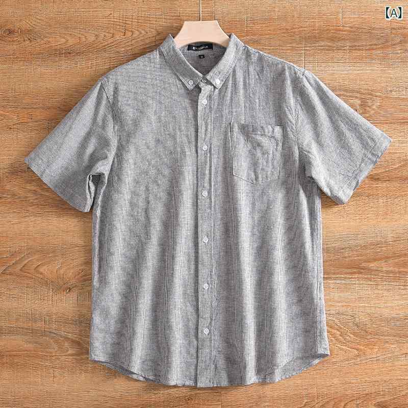 【 キャビネット 299！ コットンと リネンの 混紡！ 海外 尾 品 ] 夏の メンズカジュアル 万能 リネン 半袖 シャツ: Translateサイズ: M.L.XL生地の分類：リネン柄：無地襟のタイプ：ポインテッドカラー（レギュラー）...