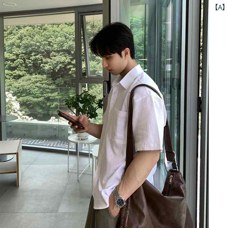 Other - 輝石韓国製メンズリネンシャツは軽やかで贅沢な象徴を持ち夏に薄手でゆったりとした上品な外套でしています。