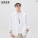 【リネンの涼しい感じ】マークハフィの夏用薄手の半袖シャツ.男性用新商品.カジュアルシャツ。