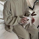 子供 パジャマ かわいい ファッション 安眠アーティファクト 上下二点セット 秋冬 室内向け カジュアル カーキ グリーン グレー