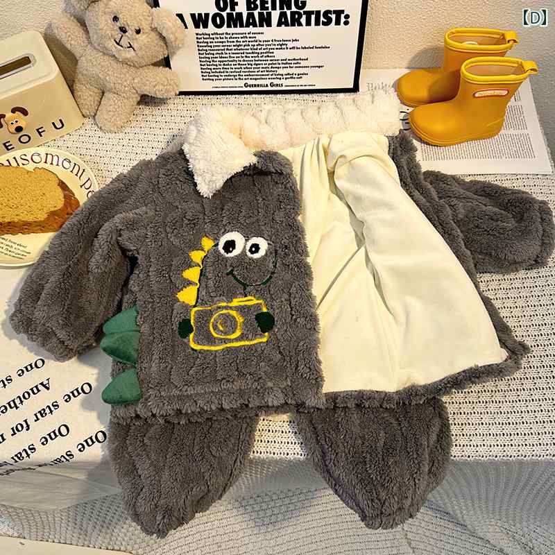 子供 パジャマ かわいい ファッション 安眠アーティファクト 秋冬 厚手 裏起毛 フランネル 室内向け グレー グリーン