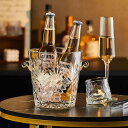 大型 透明 アイスペール シンプル クリスタル ホーム 屋外 バスケット 保冷 氷 ビール ワイン カクテル バケツ ガラス
