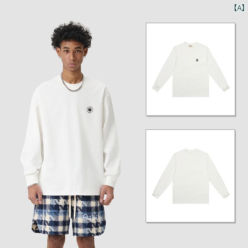 ワッペン バックプリント ワンポイントプリント アウトドア ストリート アメカジ 古着MIX ホワイト ブラック パープル ブルー カーキ Procity 綿 長袖 Tシャツ 2025年 男女兼用 ベーシック 万能 通気性 シンプル ラウンドネック トップ