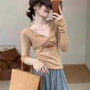 カットソー ロン Tシャツ ワッペン 女性 レディース 半袖 長袖 ファッション 夏 ユニーク 素敵 ニット セーター トップス Vネック 秋 スリム さくらんぼ チェリー ピンク ホワイト ブラック