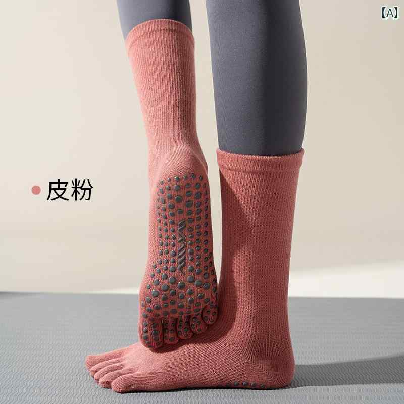 ハイソックス 無地 5本 指 分割 つま先 シンプル 秋冬 ふくらぎ プロ 滑り止め ヨガ 女性 フィットネス 屋内 ピラティス ピンク パープル ブラック