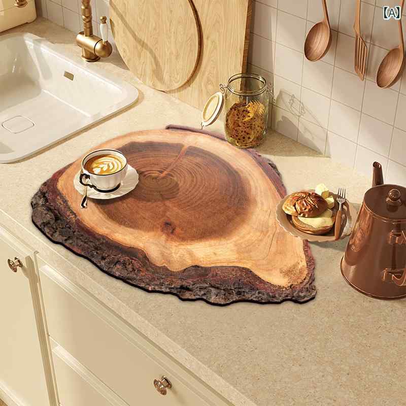 キッチンマット カウンタートップ おしゃれ 便利 フロア フェイク 排水 速乾 防湿 フェイク 木目 食器 洗い 吸収