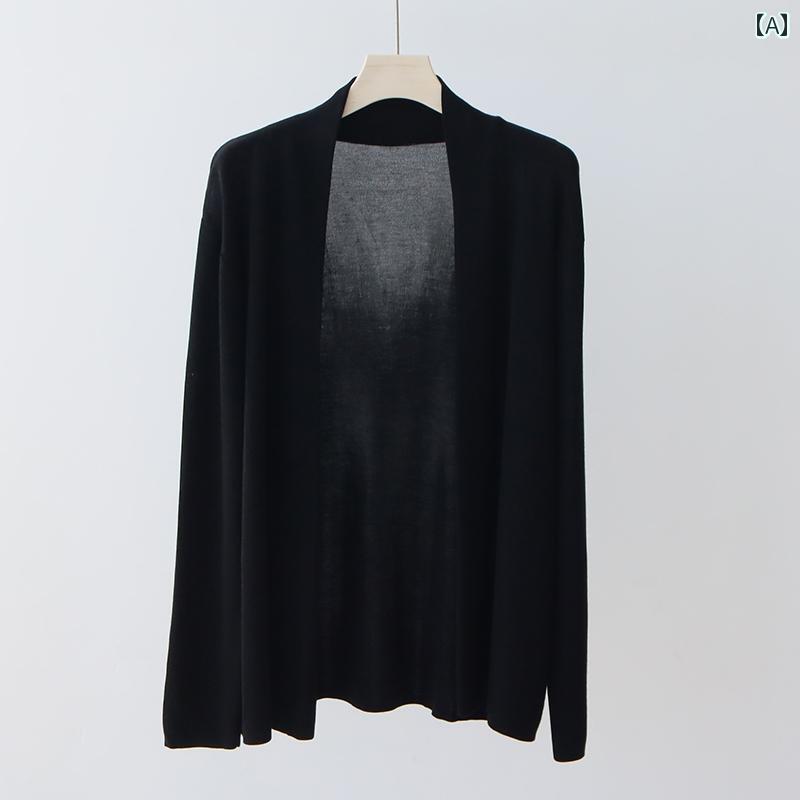 ニット vネックカーディガン vネック ニットカーディガン カーデガン バイカラーニット サマーニット サマーカーディガン カーディガン 混紡 マルベリー シルク 早春 ニットカーディガン シンプルで 万能な スカート ボタンレス ショール トップス レディース 夏