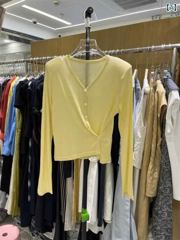 の 夏物 ウール 斜め ボタン スリムフィット 快適 肩パッド ニットカーディガン レディース Vネック 長袖 ジャケット エアコン シャツ