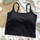 レディース サスペンダー タンクトップ インナーウェア トップス ベスト 背中がきれいに見える ブラジャー アウター兼用 夏 短い 胸パッド入り スリムフィット セクシー 黒 白