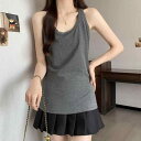 レディース サスペンダー タンクトップ インナーウェア トップス キャミソール ベスト アウター兼用 夏 モーダル ノースリーブ ゆったり 大きいサイズ スポーツ ホワイト ブラック グレー