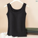 レディース サスペンダー タンクトップ インナーウェア シニア向け トップス キャミソール ベスト 冬 モーダル 胸パッド入り 大きいサイズ ブラック グリーン グレー