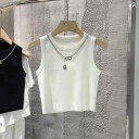 レディース サスペンダー タンクトップ インナーウェア ショートトップ ベスト アウター兼用 夏 短い ノースリーブ スリムフィット コットン スポーツ ホワイト ブラック