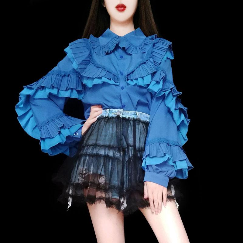 バックシャン ボリューム袖 シャーリング スキッパー きれいめ 大人 ツイル 30代 40代 レディース VIVI..