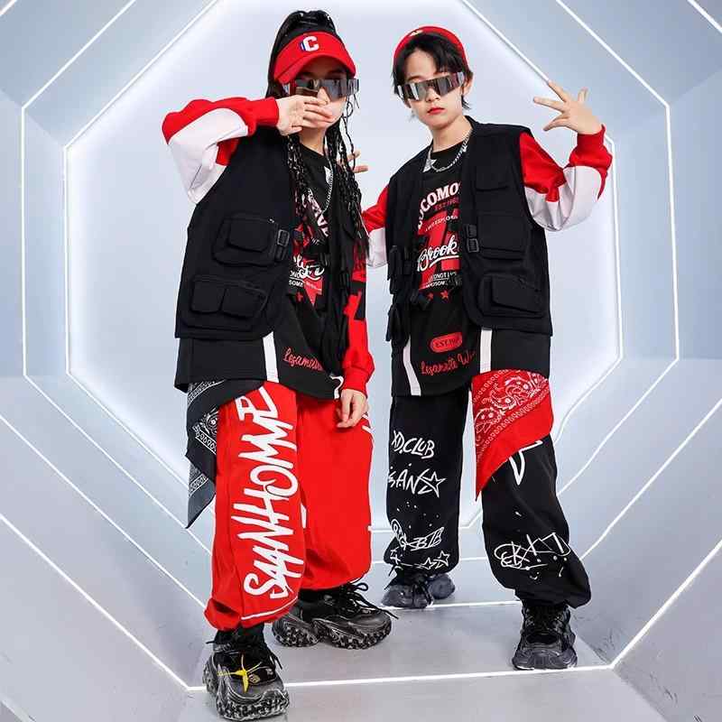 セットアップ キッズ おしゃれ 子供用 ヒップ ホップ ストリート ダンス 衣装 男の子用 ベスト スーツ ..