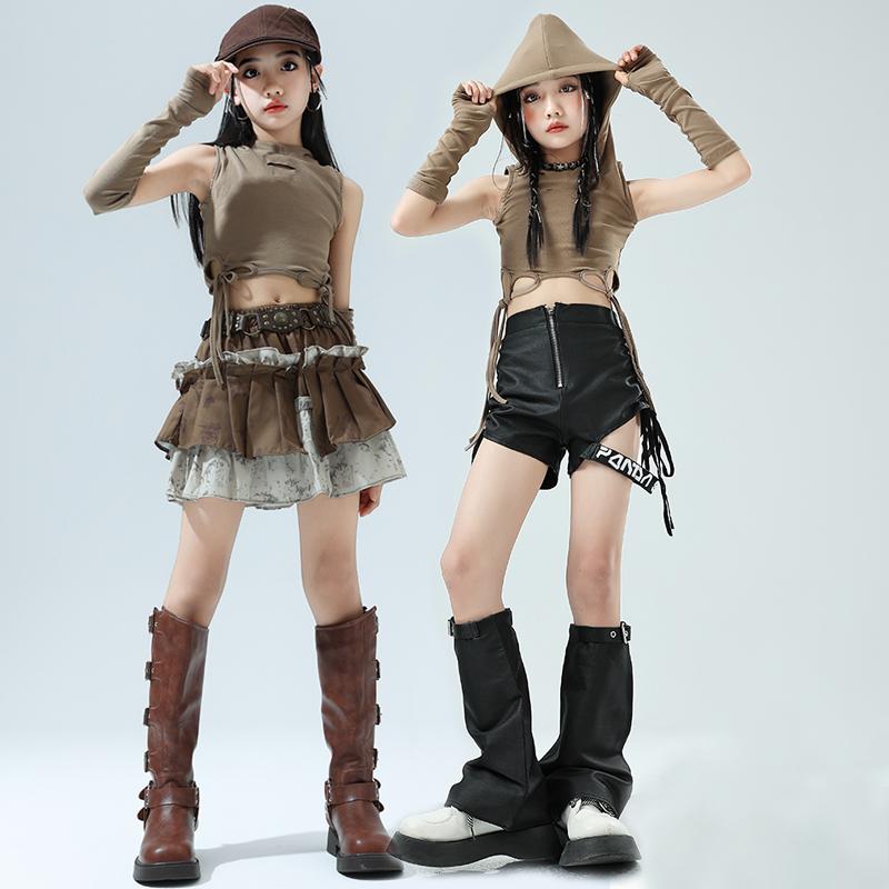 ダンス衣装 セットアップ ヒップ ホップ ダンス 衣装 パフォーマンス ジャズ 子供用 ストリート ファッ..