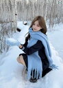 スヌード レディース 女性用 スカーフ ロング ショール ギフト おしゃれ 綺麗 かわいい ファッション 秋冬 暖かい 厚手 青