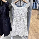 レディース ふんわり ワンピース 無袖 ロング丈 ティアード ガーリー Mumu U Home 2025 夏 スモール プリーツ プリント ワンピース ノースリーブ ワイド ショルダーストラップ ショート スカート 475807 / 477842