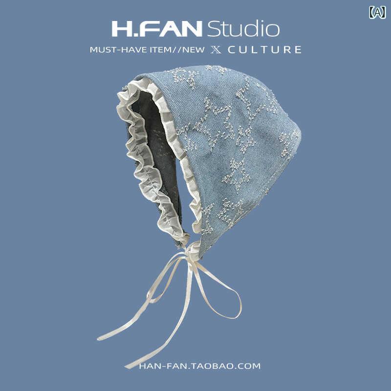 バンダナ ターバン 包頭 レディース ヘアアクセサリー リボン デニム 三角 夏 布 おしゃれ ファッショ..