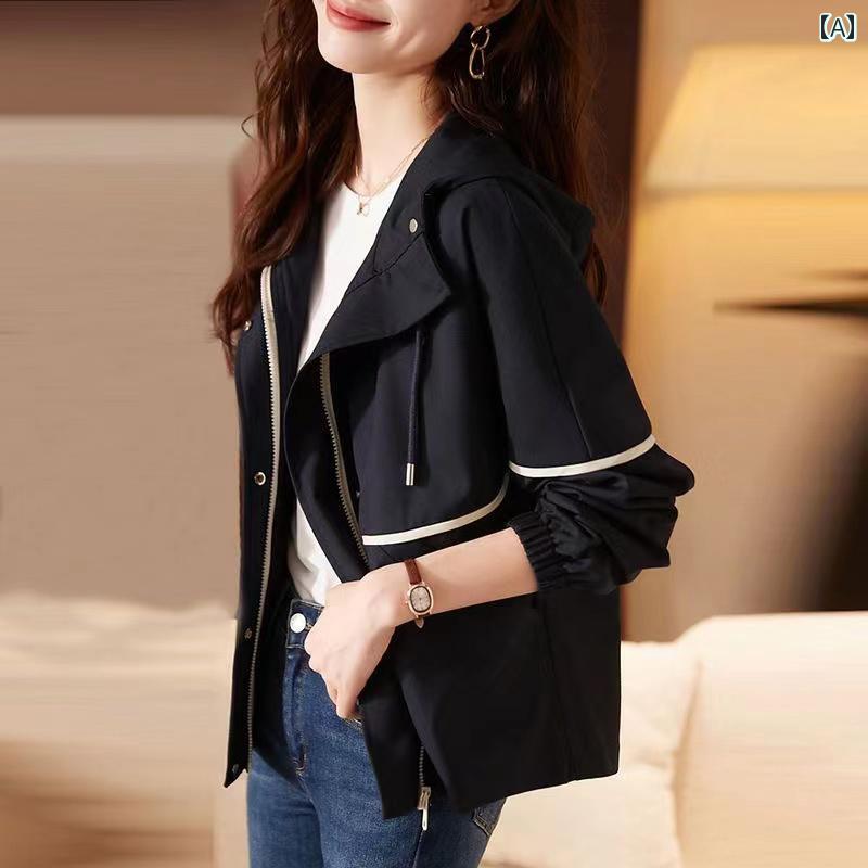 カジュアル ジャケット レディース 春秋 小柄向け ゆったり 薄手 ブラック ホワイト