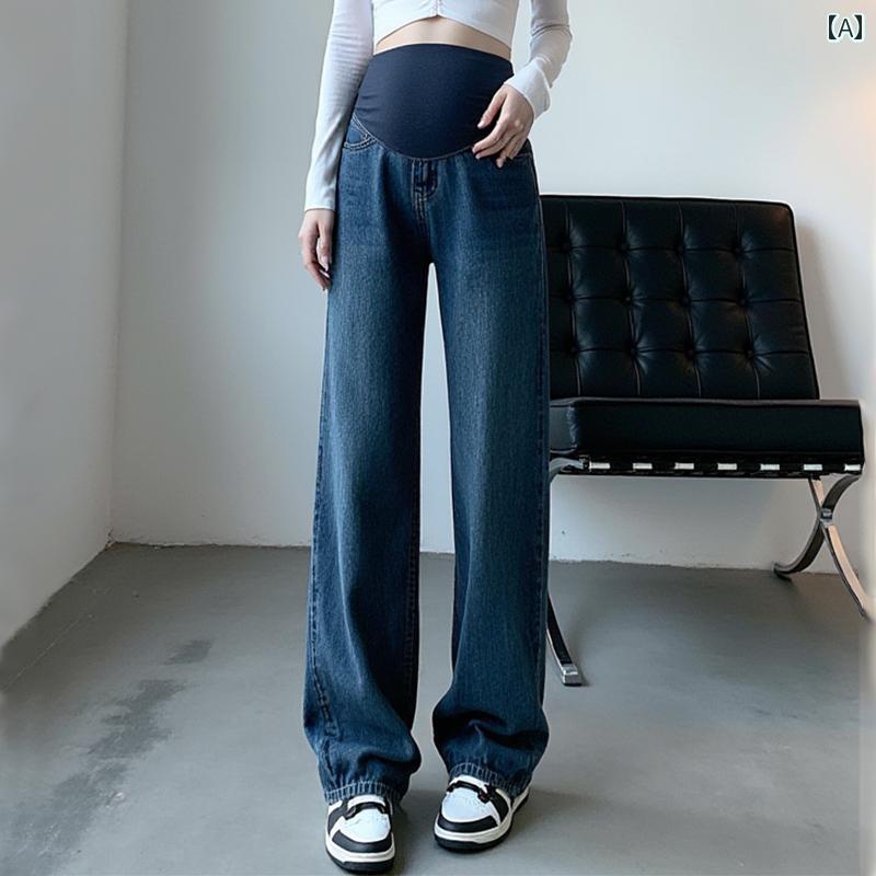 マタニティパンツ アウター用 妊婦用 カジュアル ワイド ゆったり おしゃれ かわいい お腹をサポートする 厚手 暖かい 英国 ブルー ブラック