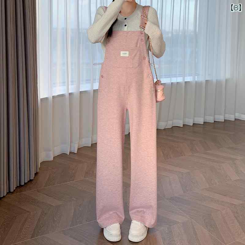 マタニティパンツ アウター用 妊婦用 カジュアル ワイド ゆったり おしゃれ かわいい お腹をサポートする 厚手 暖かい ピンク ブラック 2