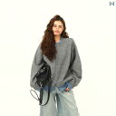 シルエット トップス ゆったり 抜け感 畦編み レイヤード 肩掛け グレー 白 シンプル きれいめ 上品 レディース 春 アジ アメリカン レトロ フェイク ツ...