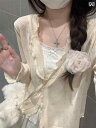 シルエット トップス ゆったり 抜け感 畦編み レイヤード 肩掛け グレー 白 シンプル きれいめ 上品 レディース 春 春夏 韓国 ゆったり レース 薄手 ニット 日焼け防止 カーディガン 女性用 優しい 年齢を 減らす 長袖 ボトムトップ