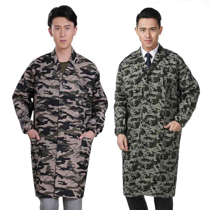 作業着 服 メンズ 労働 工場 建築 建設 土木 自動車修理 保護 ケガ ガード 男女兼用 長袖 迷彩 コート 防汚