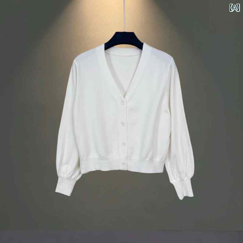 カーディガン 無地 レディース おしゃれ ファッション カジュアル シャツ ジャケット Vネック 短い 春秋 ニット アプリコット 黒白