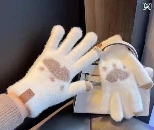 タッチスクリーン 手袋 メンズ レディース 暖かい フェイク アルパカニット 秋冬 屋外 裏起毛 厚手 韓..