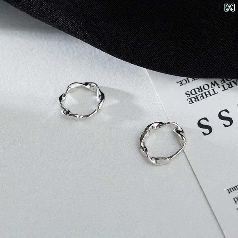 ピアス メンズ シルバー ピアス メンズ シルバー S925 銀 モビウス 環 ピアス 女性 麻 花 イヤリング 男性 新型 シンプルで な レトロ 耳 輪 潮x2(4)