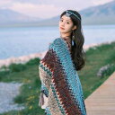 ティペット レディース カジュアル ファッション おしゃれ 夏 ニット ショール マフラー マント レトロ 民族衣装風 3点セット ブルー グリーン パープル
