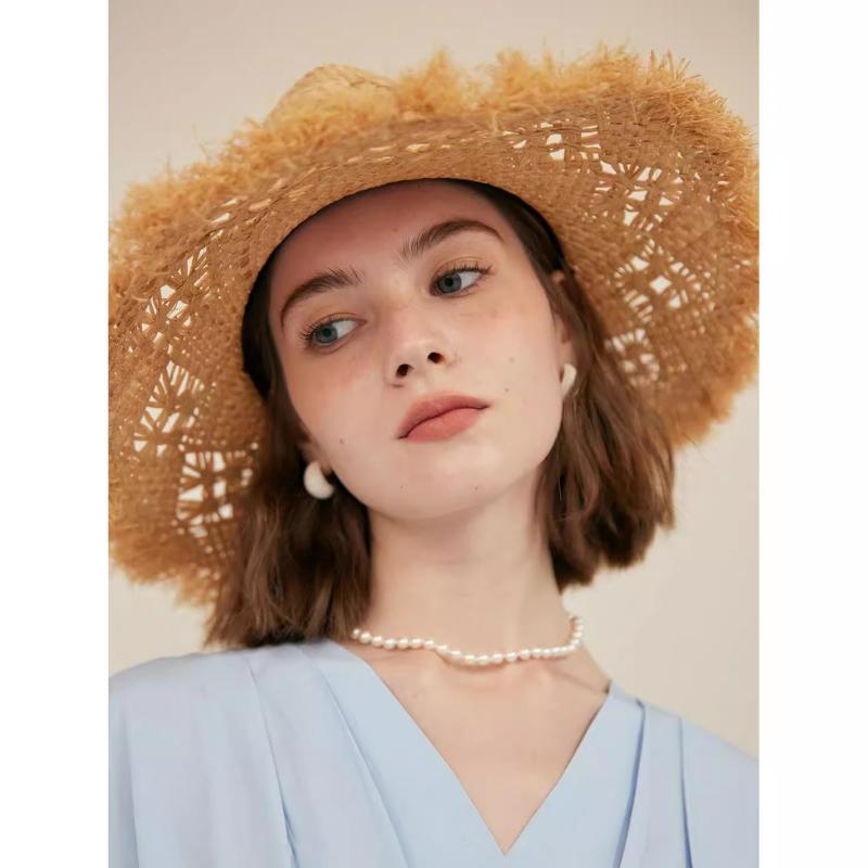 ラフィアハット 麦わら帽子 つば広 カジュアル 通気性 旅行 海辺 ショッピング かわいい 日焼け対策 夏 レジャー 旅行 調整可能