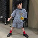 コントラスト バインディング ノッチネックライン ノットフロント ラウンジセット 上下 男の子 夏 スーツ 子供用 イストリート チェック柄 半袖 シャツ カジュアル ショート パンツ