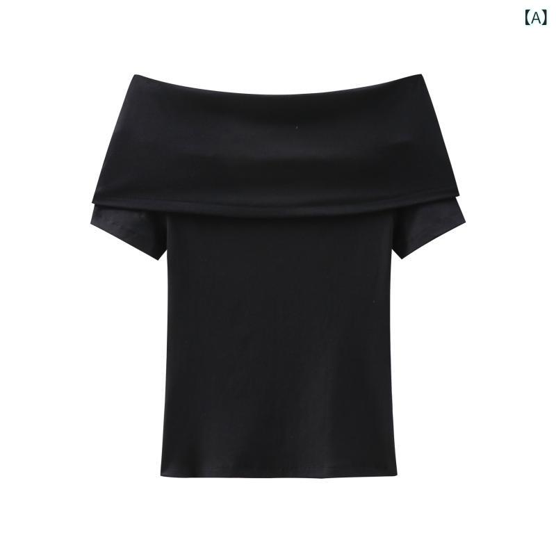 レディース チュニック シャツ 半袖 レディース チュニック シャツ 半袖 オフショルダー トップ 半袖 Tシャツ 夏 タイト ウエスト セクシー シック トップ ワンショルダー レディース
