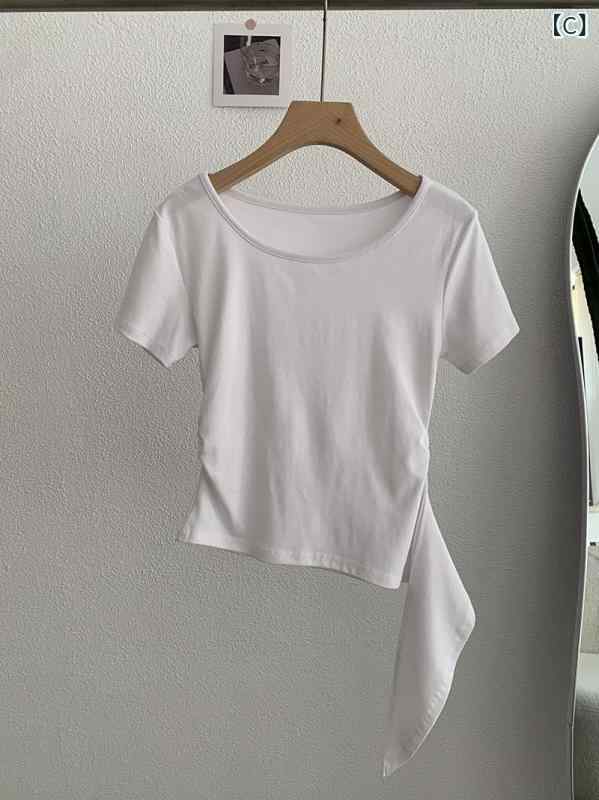 レディース チュニック シャツ 半袖 レディース チュニック シャツ 半袖 アメリカン ホット ガール オフショルダー 半袖 レディース 夏 ウエスト スリム オフショルダー Tシャツ ヴィンテージ スリム ショート トップ