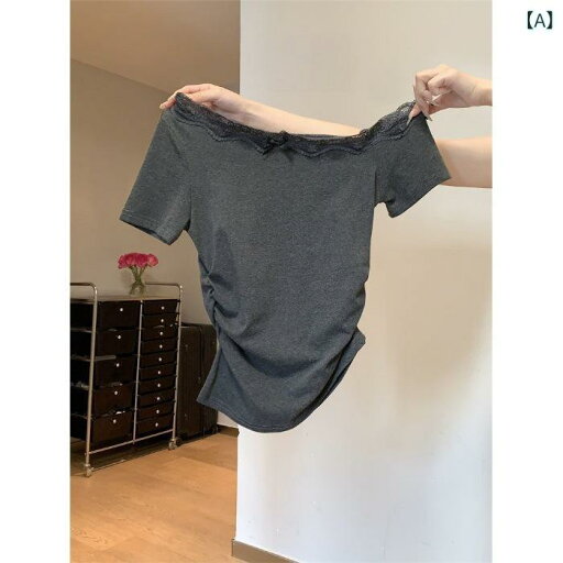 レディース チュニック シャツ 半袖 レディース チュニック シャツ 半袖 グレー 甘辛 セクシー レース 斜め 襟 オフショルダー 半袖 Tシャツ レディース 春夏 ウエスト プリーツ インナー BM トップ レディース チュニック シャツ 半袖 レディース チュニック シャツ 半袖 グレー 甘辛 セクシー レース 斜め 襟 オフショルダー 半袖 Tシャツ レディース 春夏 ウエスト プリーツ インナー BM トップ