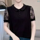 ポロシャツ レディース 半袖 夏 大きいサイズ Tシャツ レディース 半袖 2025 スリム 襟 プリント トップ スウェットシャツ