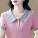 ポロシャツ レディース 半袖 ベビー ドール カラー 半袖 レディース Tシャツ ママ 2025夏 ポロシャツ トップス レディース 夏 ハイエンド ius