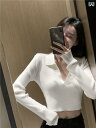 ポロシャツ レディース 半袖 ポロ カラー 長袖 Tシャツ レディース ショート 春秋 セクシー ホット ガール へそ 出し トップス 糸入り